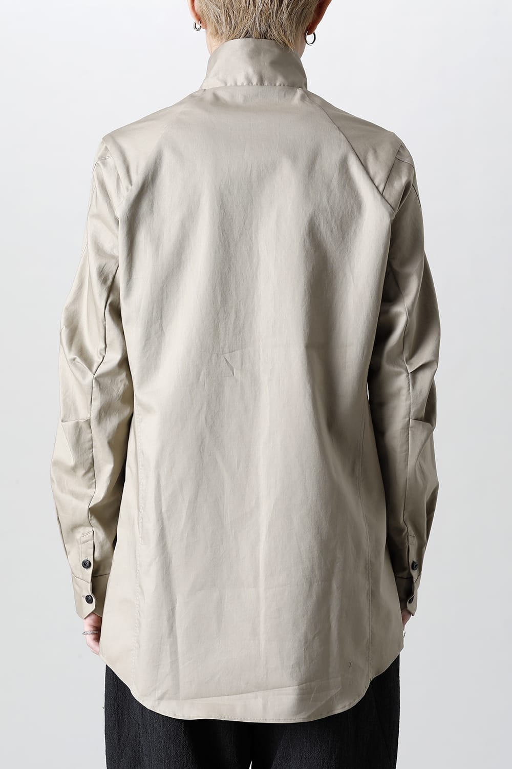 Hight neck shirt 200/2 cotton double weave  Beige Gray