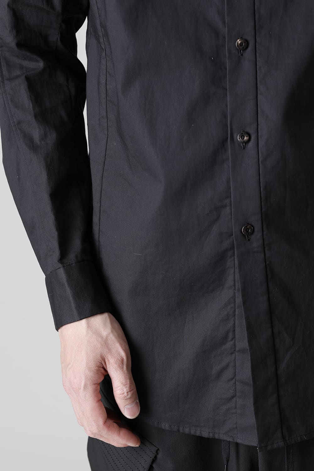 Hight neck shirt 200/2 cotton double weave  Black