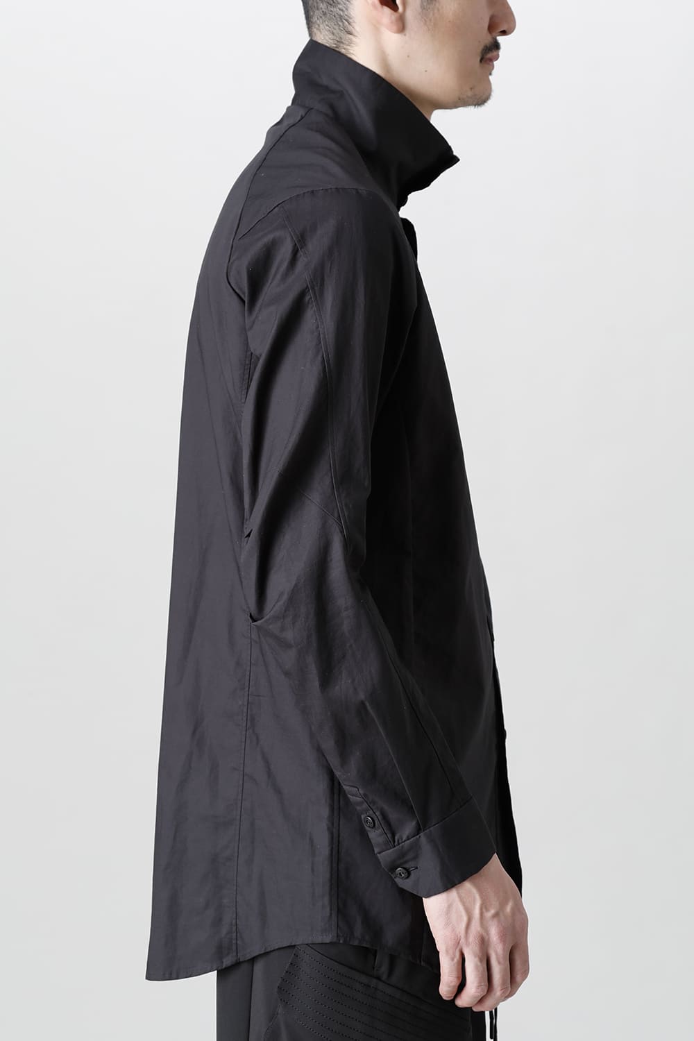 Hight neck shirt 200/2 cotton double weave  Black