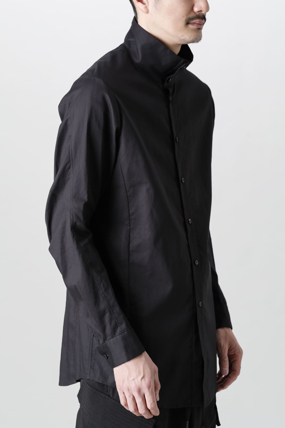 Hight neck shirt 200/2 cotton double weave  Black