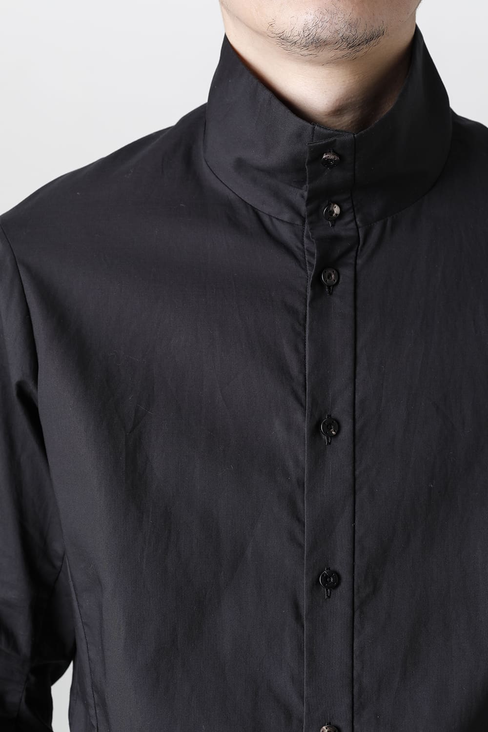 Hight neck shirt 200/2 cotton double weave  Black