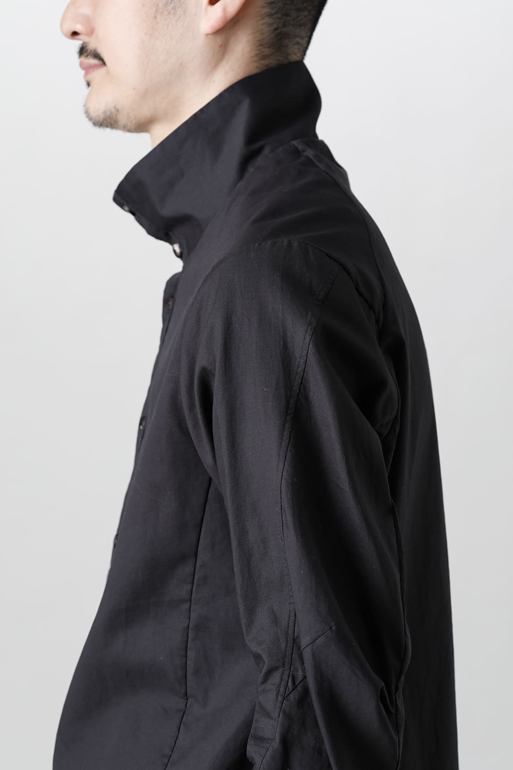 Hight neck shirt 200/2 cotton double weave  Black