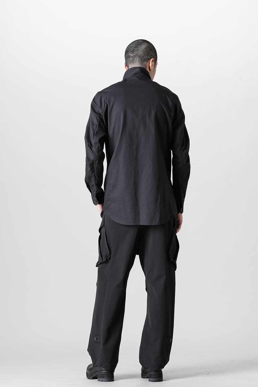 Hight neck shirt 200/2 cotton double weave  Black