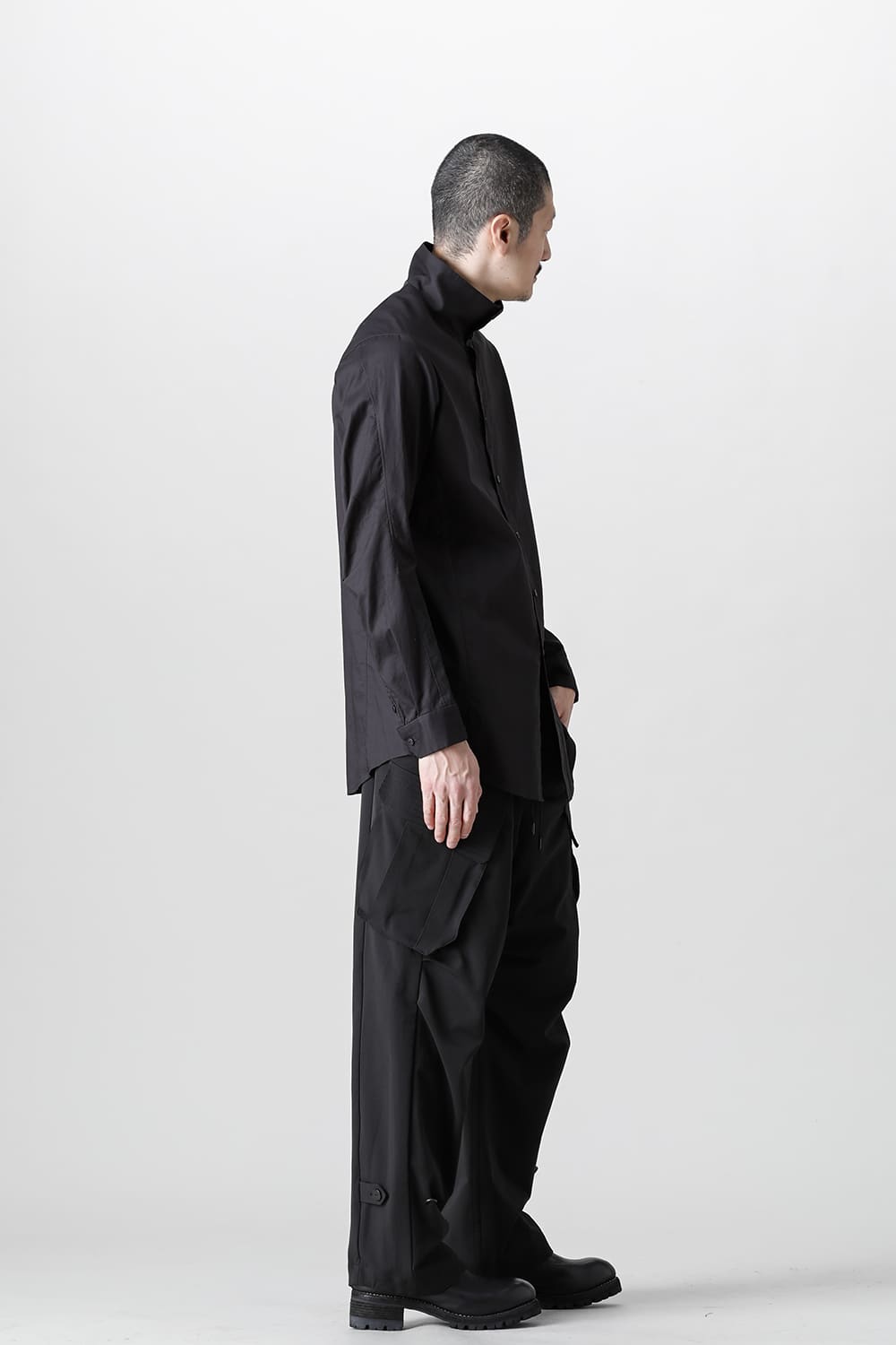 Hight neck shirt 200/2 cotton double weave  Black