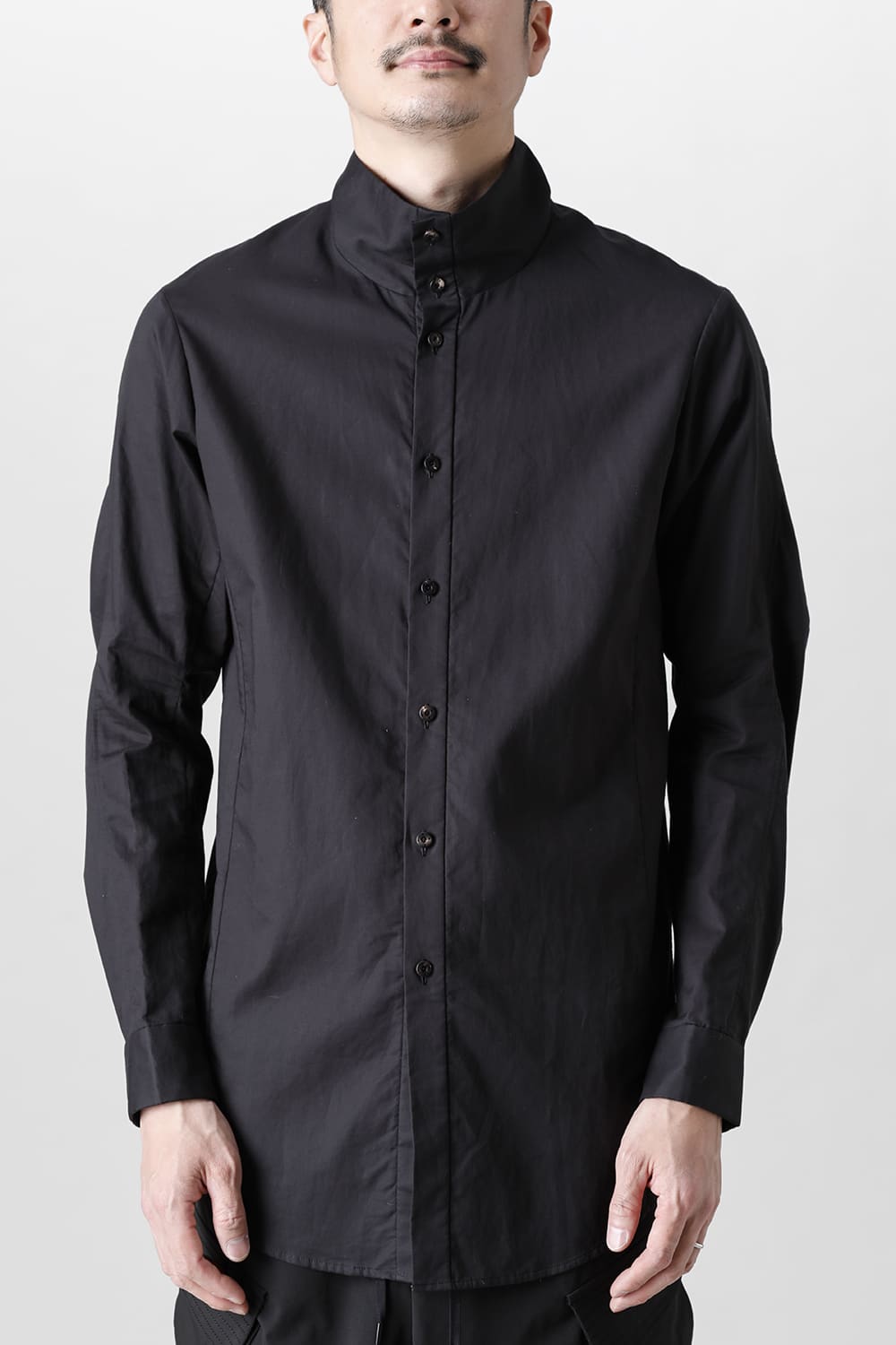 Hight neck shirt 200/2 cotton double weave  Black
