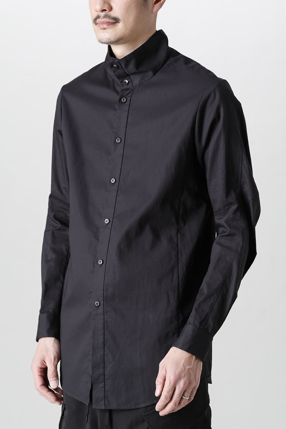 Hight neck shirt 200/2 cotton double weave  Black