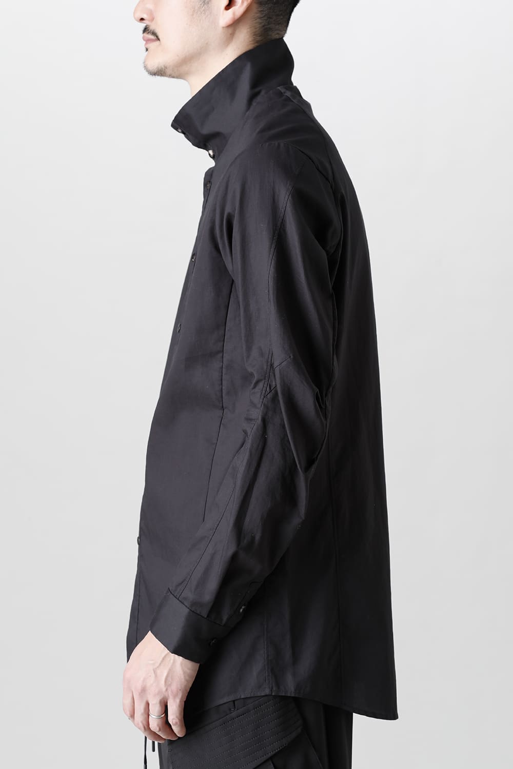 Hight neck shirt 200/2 cotton double weave  Black