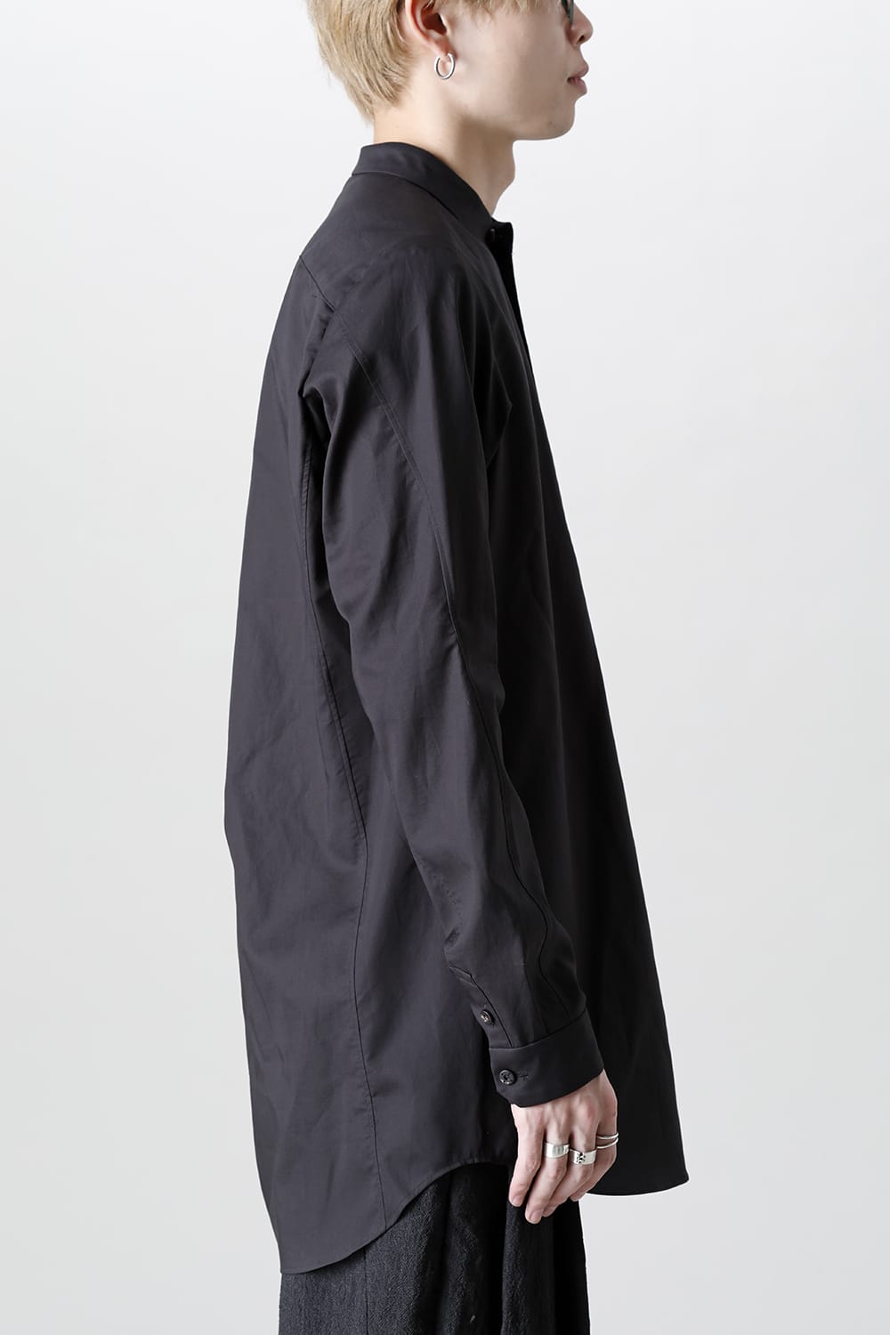 シャツ 200/2 コットン ダブルウィーブ  ブラック