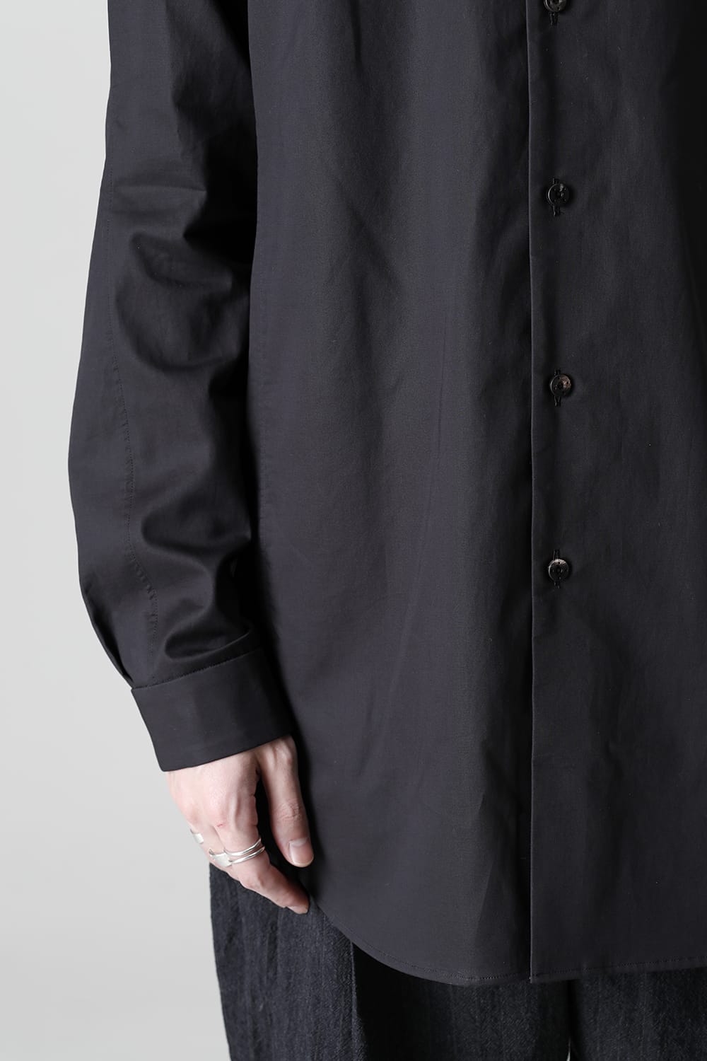 シャツ 200/2 コットン ダブルウィーブ  ブラック