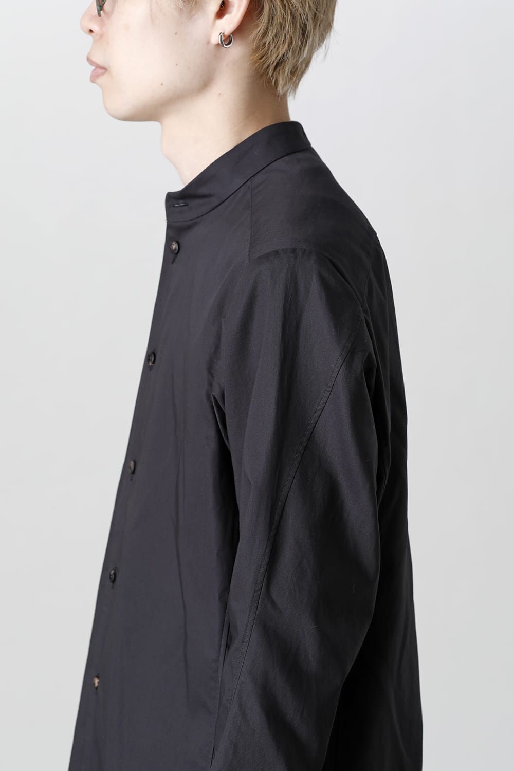 シャツ 200/2 コットン ダブルウィーブ  ブラック