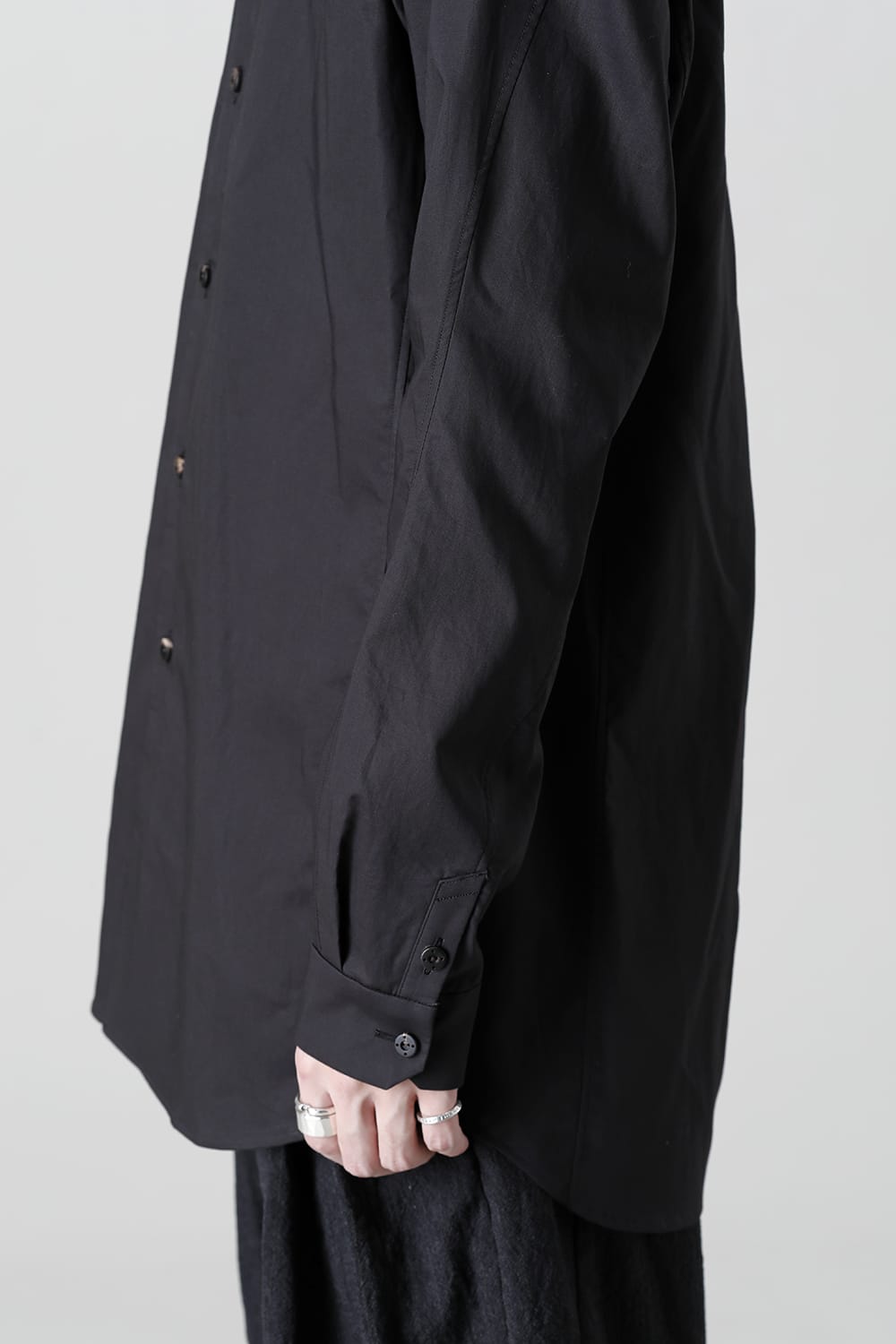 シャツ 200/2 コットン ダブルウィーブ  ブラック