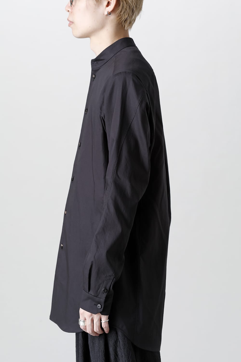 シャツ 200/2 コットン ダブルウィーブ  ブラック