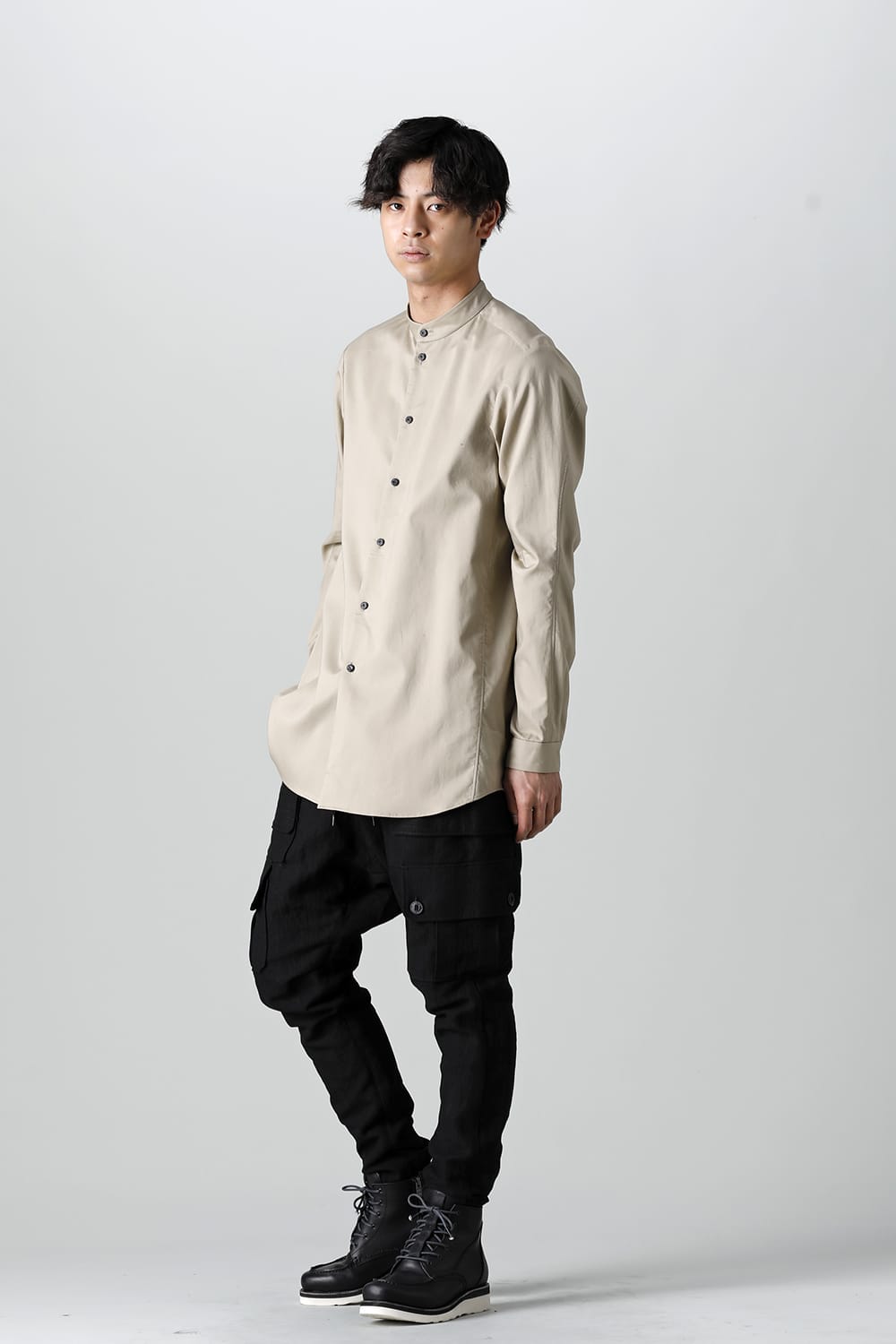 シャツ 200/2 コットン ダブルウィーブ  ベージュ