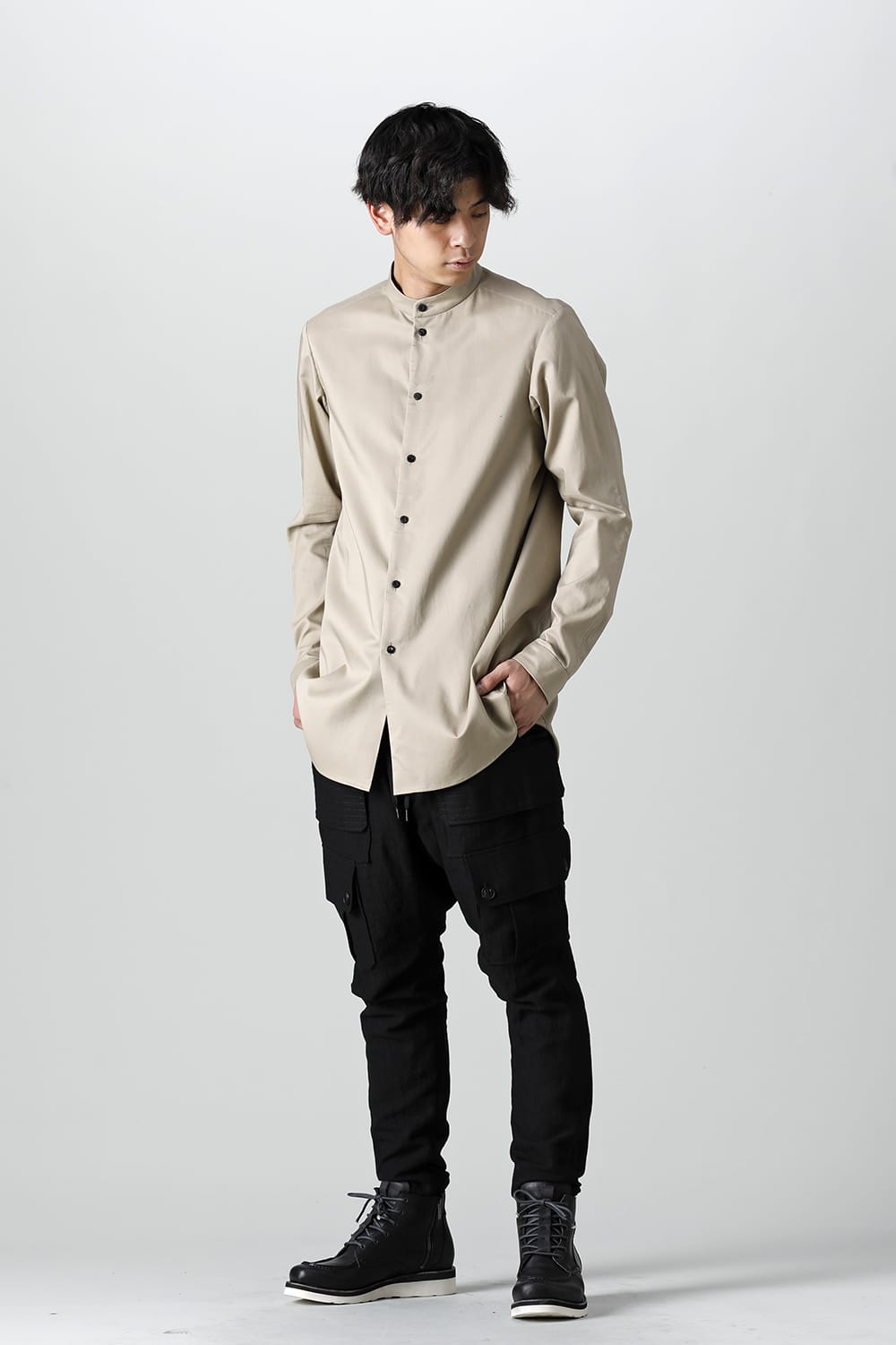 シャツ 200/2 コットン ダブルウィーブ  ベージュ