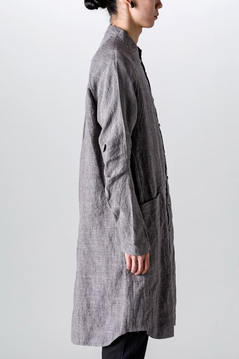 Long shirt  Ramie Vintage-Blue