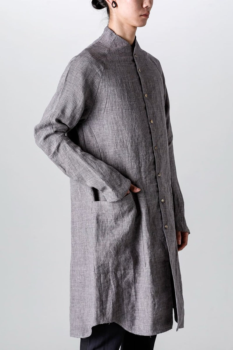 Long shirt  Ramie Vintage-Blue