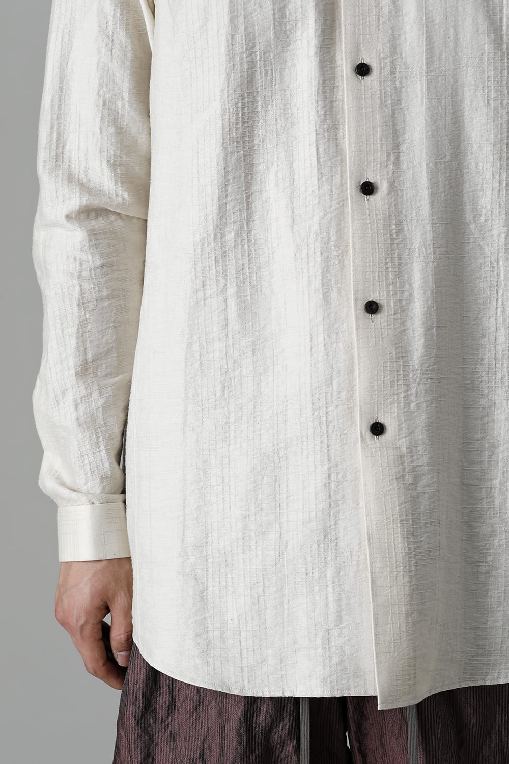Shirt cotton / nylon Shadow jacquard  Ecru