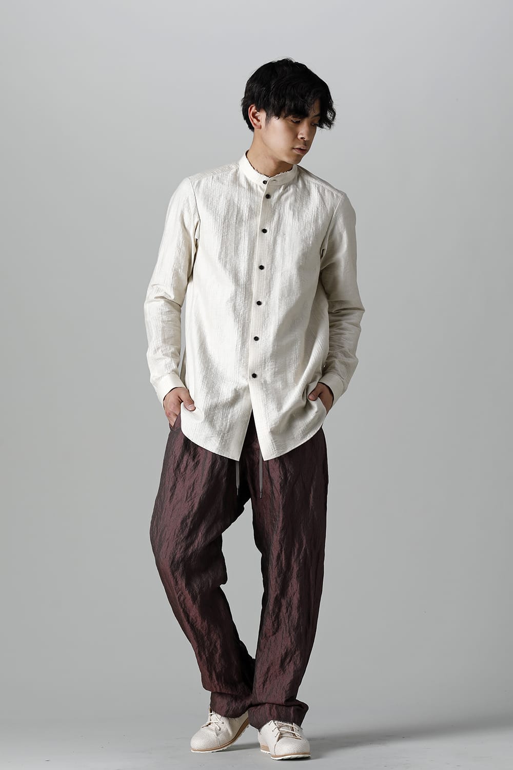 Shirt cotton / nylon Shadow jacquard  Ecru