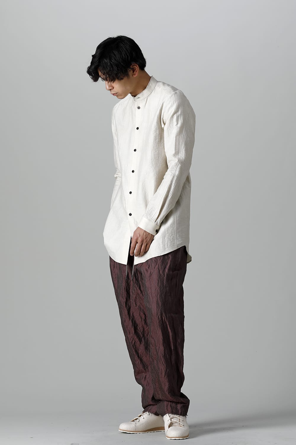 Shirt cotton / nylon Shadow jacquard  Ecru