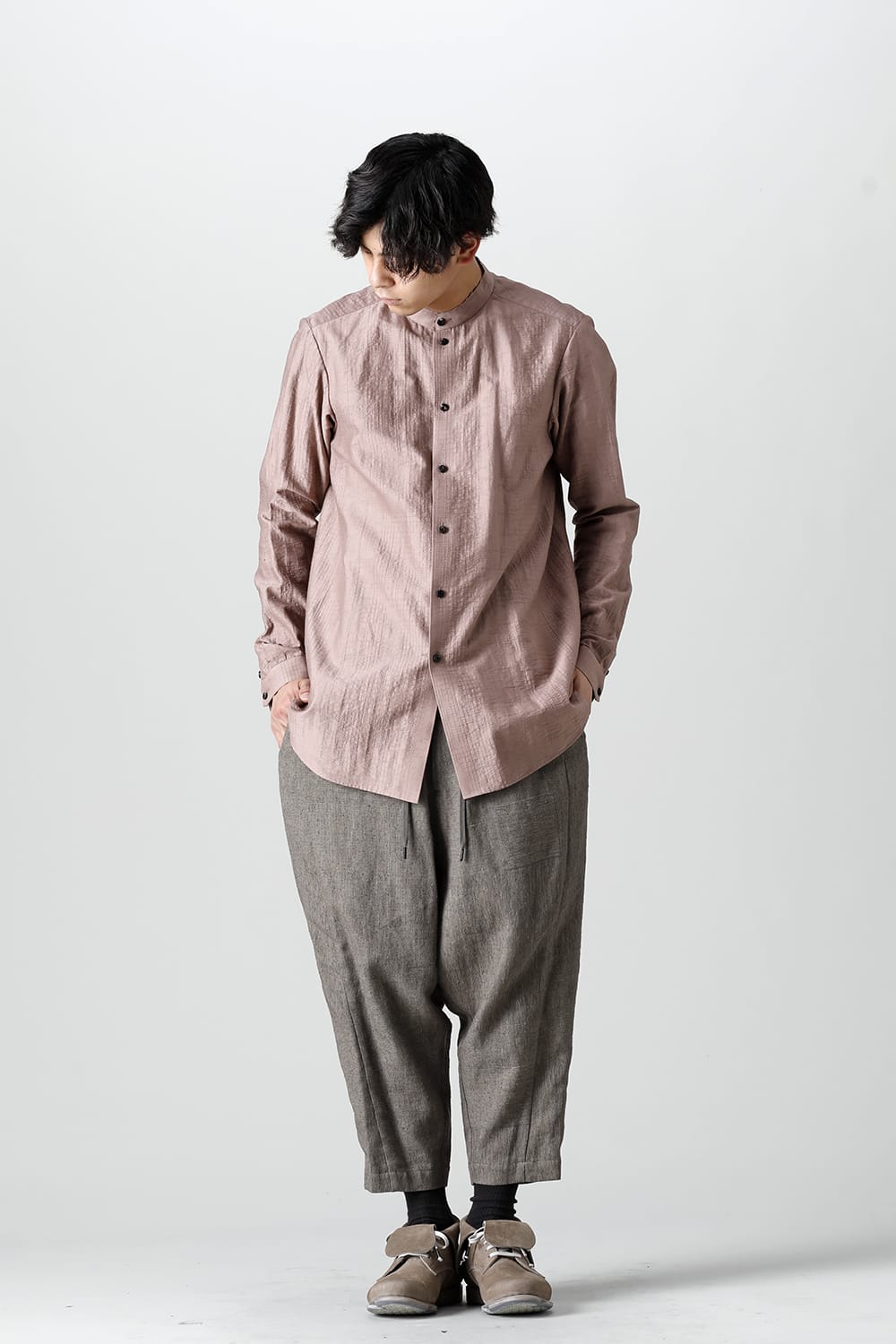 Shirt cotton / nylon Shadow jacquard  Pink Gray