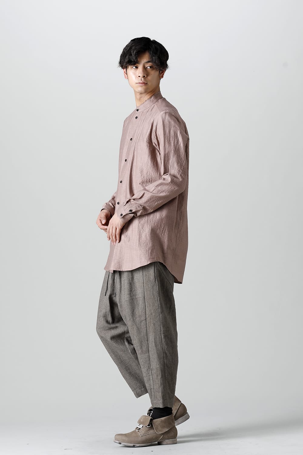 Shirt cotton / nylon Shadow jacquard  Pink Gray