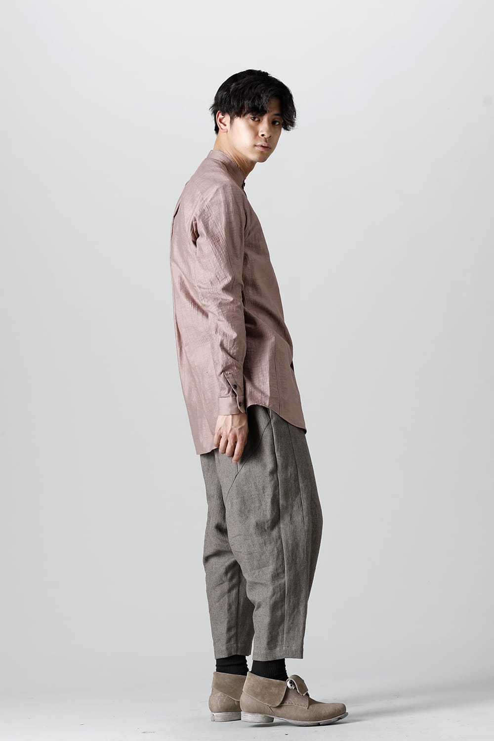 Shirt cotton / nylon Shadow jacquard  Pink Gray