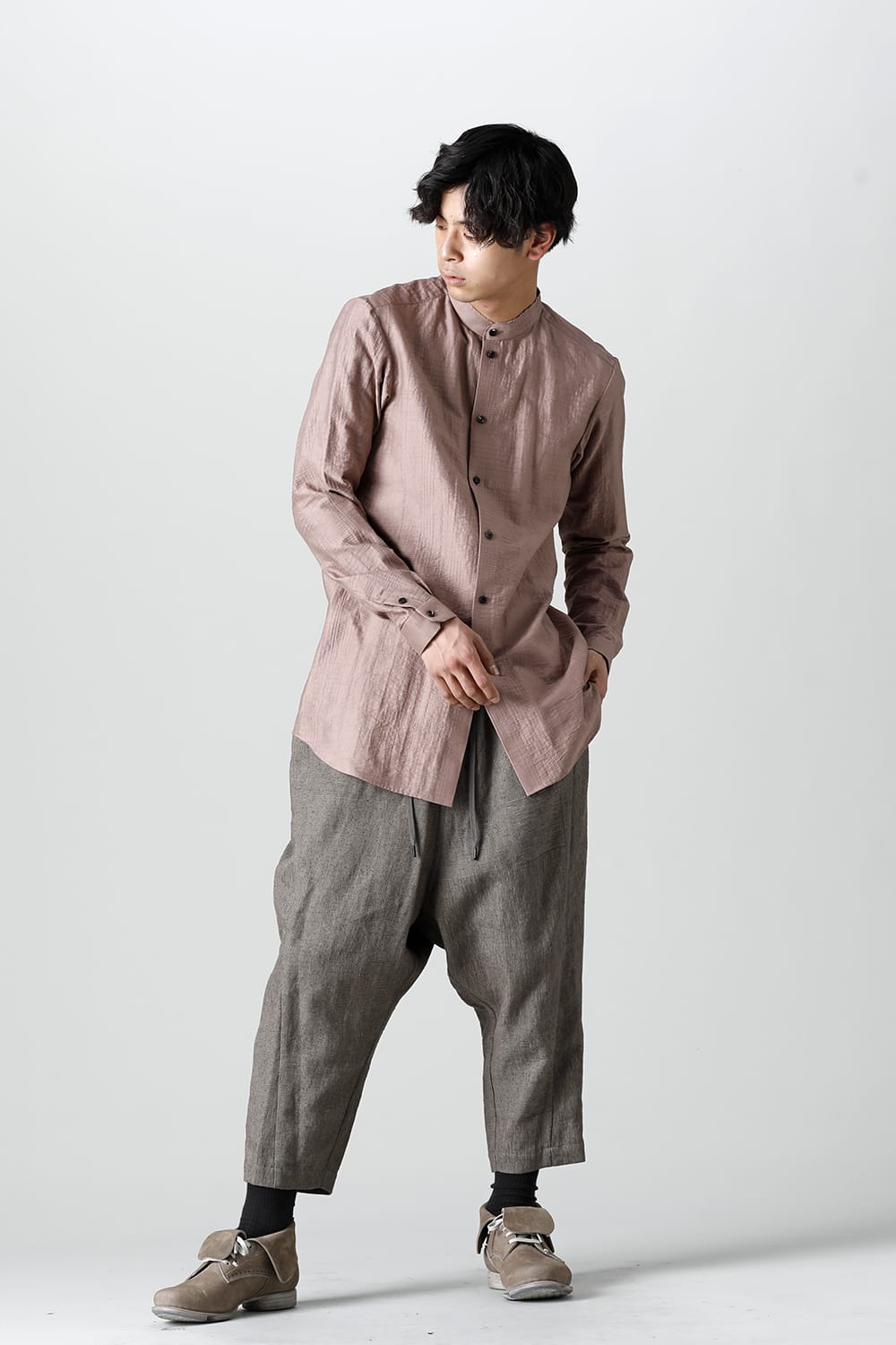 Shirt cotton / nylon Shadow jacquard  Pink Gray