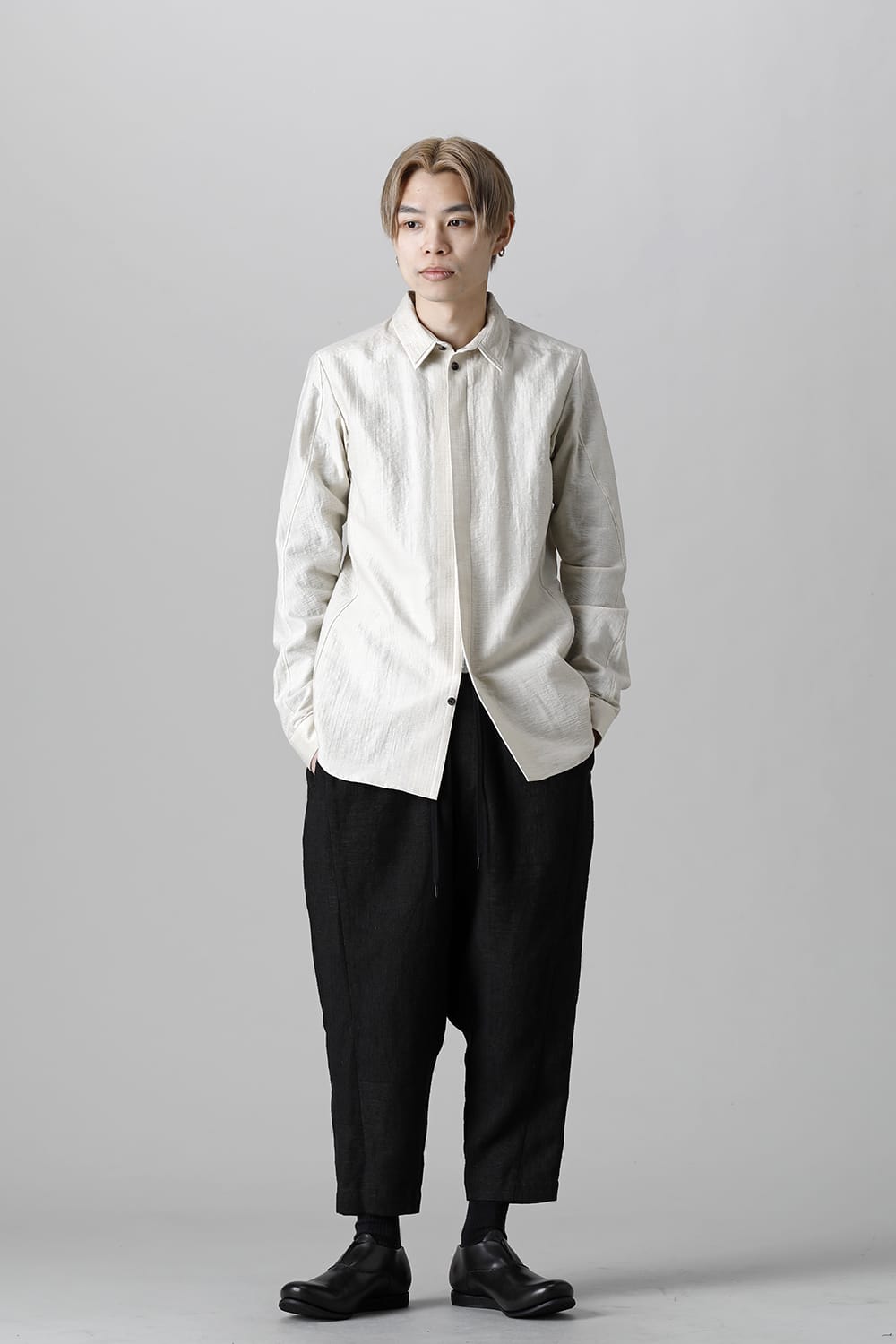 Shirt cotton / nylon Shadow jacquard  Ecru