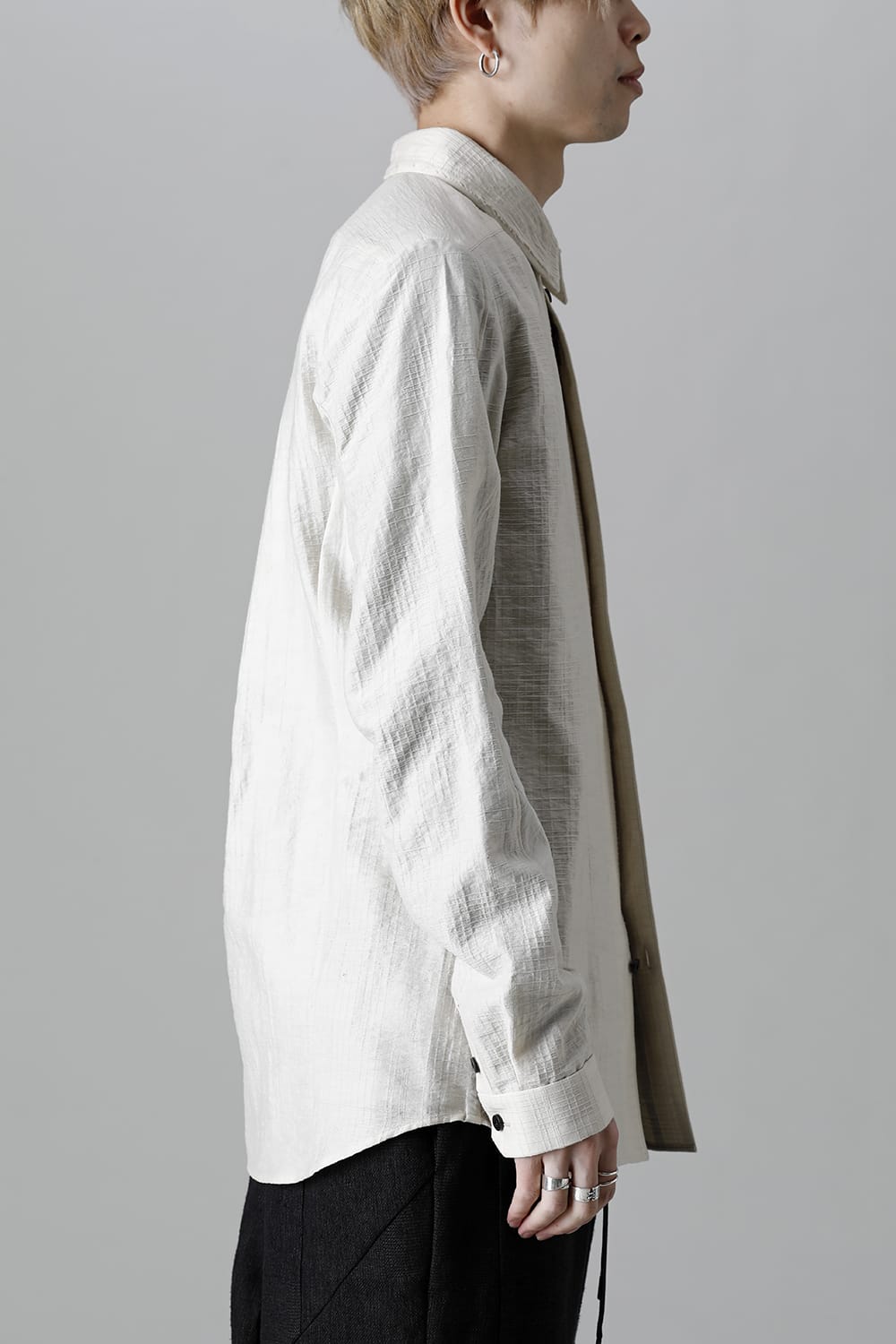 Shirt cotton / nylon Shadow jacquard  Ecru