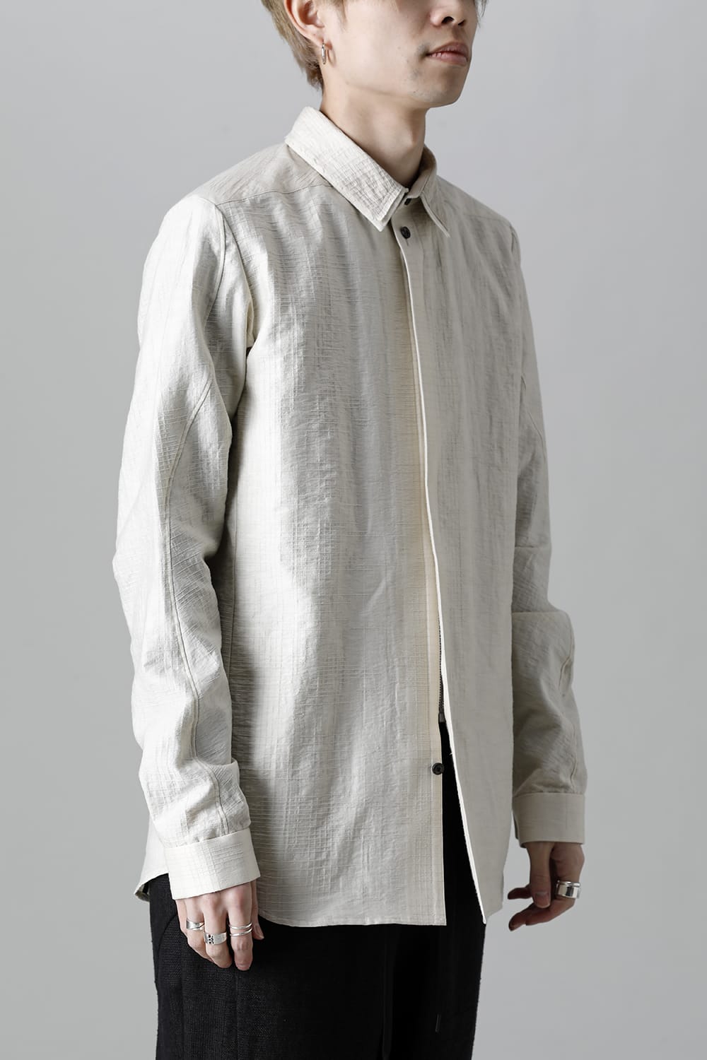 Shirt cotton / nylon Shadow jacquard  Ecru