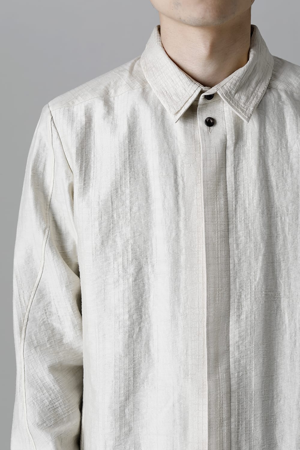 Shirt cotton / nylon Shadow jacquard  Ecru