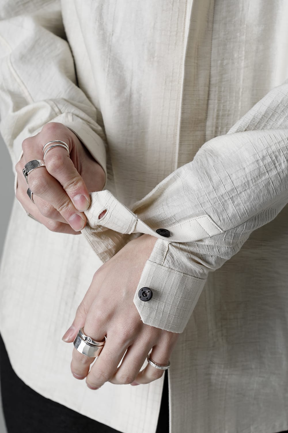 Shirt cotton / nylon Shadow jacquard  Ecru