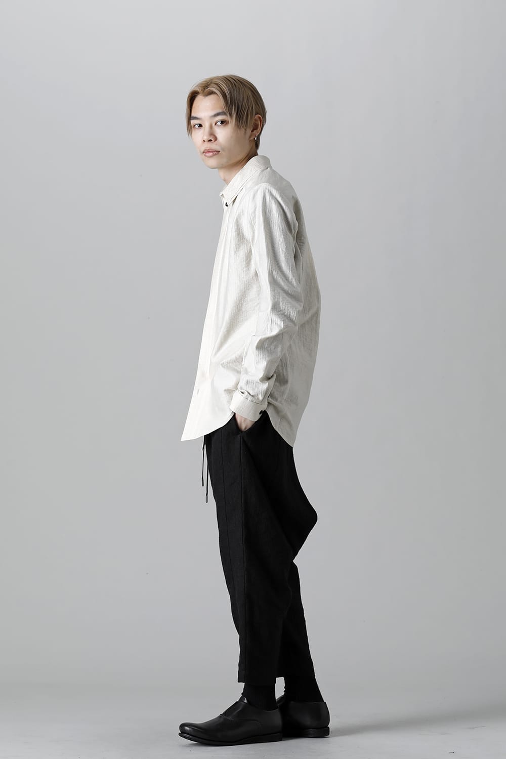 Shirt cotton / nylon Shadow jacquard  Ecru