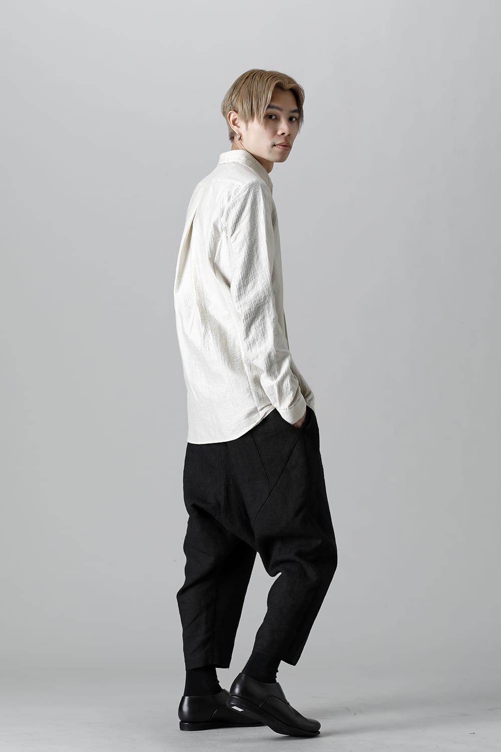 Shirt cotton / nylon Shadow jacquard  Ecru