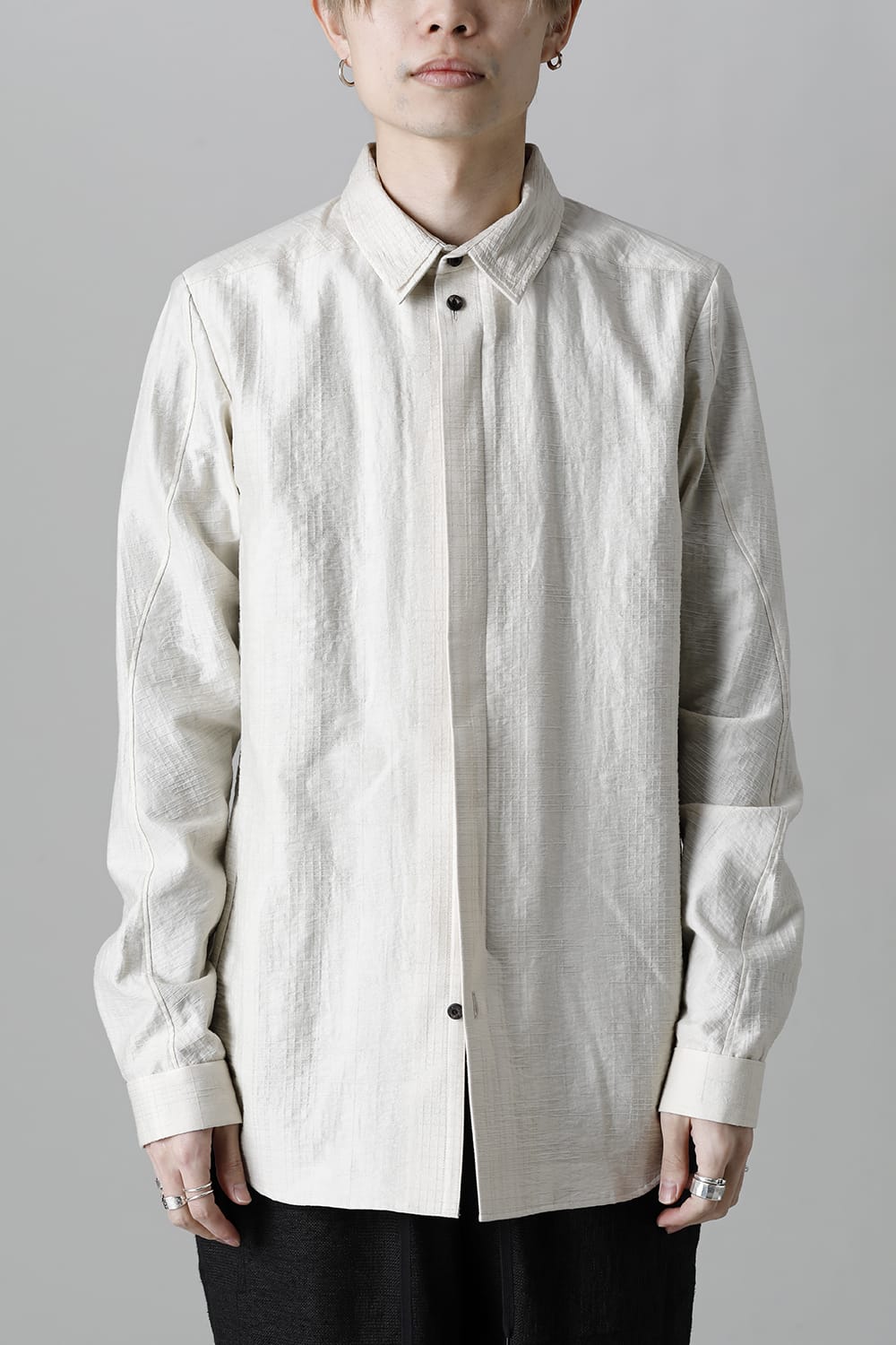 Shirt cotton / nylon Shadow jacquard  Ecru