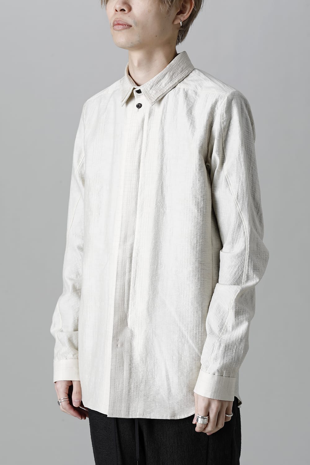 Shirt cotton / nylon Shadow jacquard  Ecru