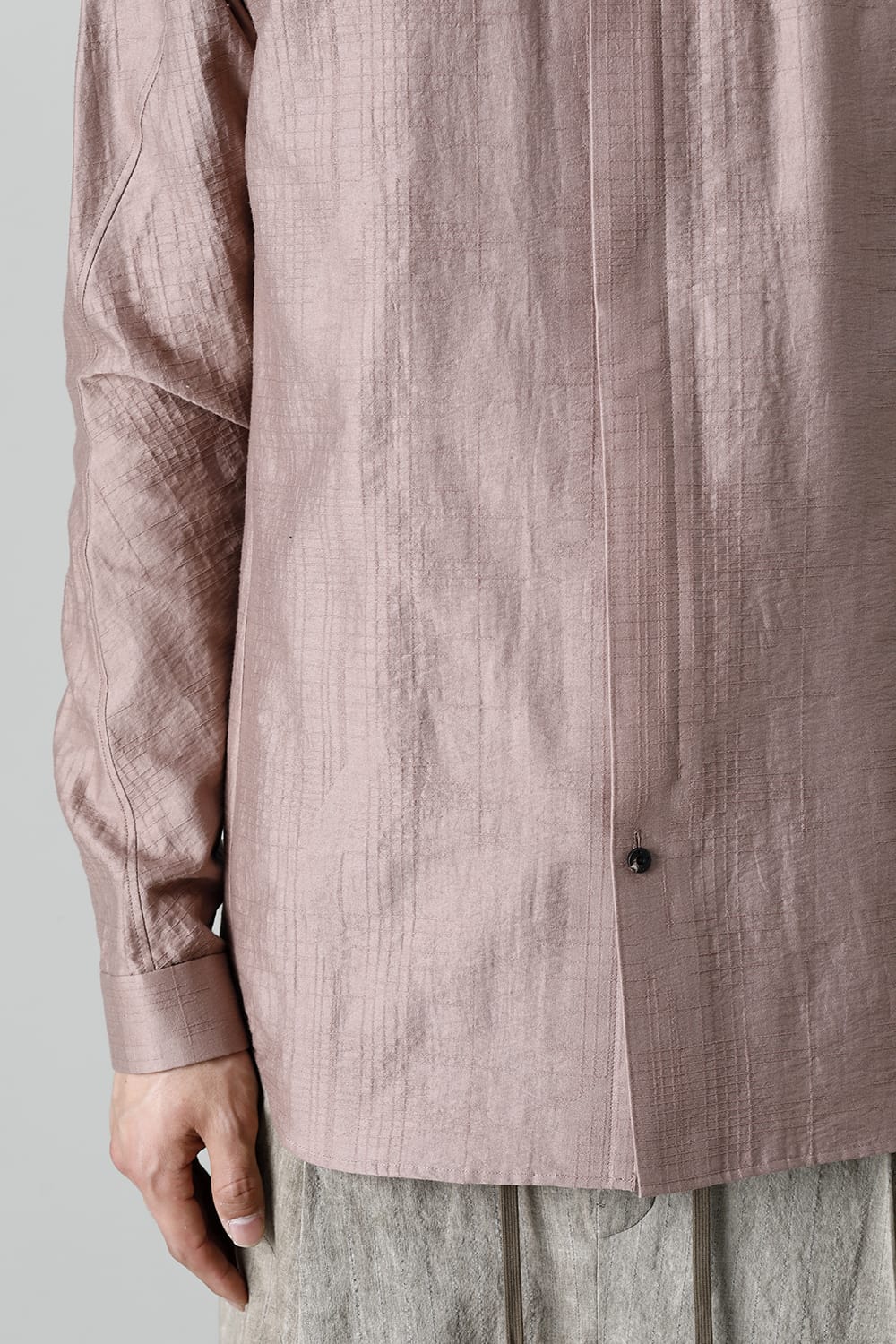 シャツ コットン/ナイロン シャドウジャカード  ピンクグレー