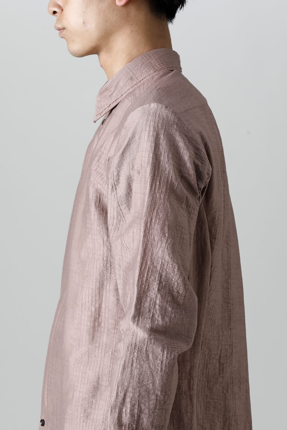 シャツ コットン/ナイロン シャドウジャカード  ピンクグレー