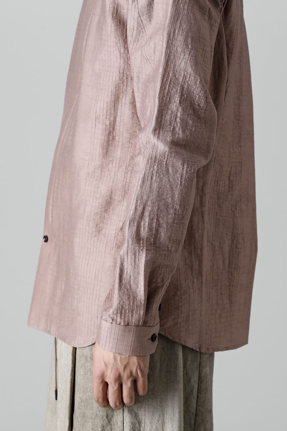 シャツ コットン/ナイロン シャドウジャカード  ピンクグレー