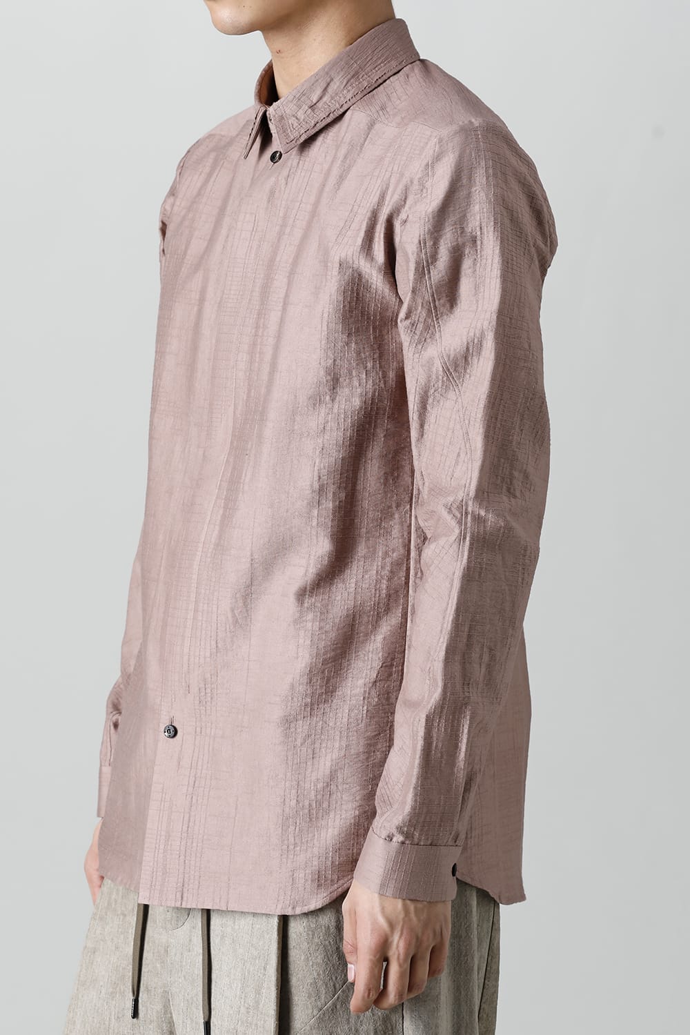 シャツ コットン/ナイロン シャドウジャカード  ピンクグレー