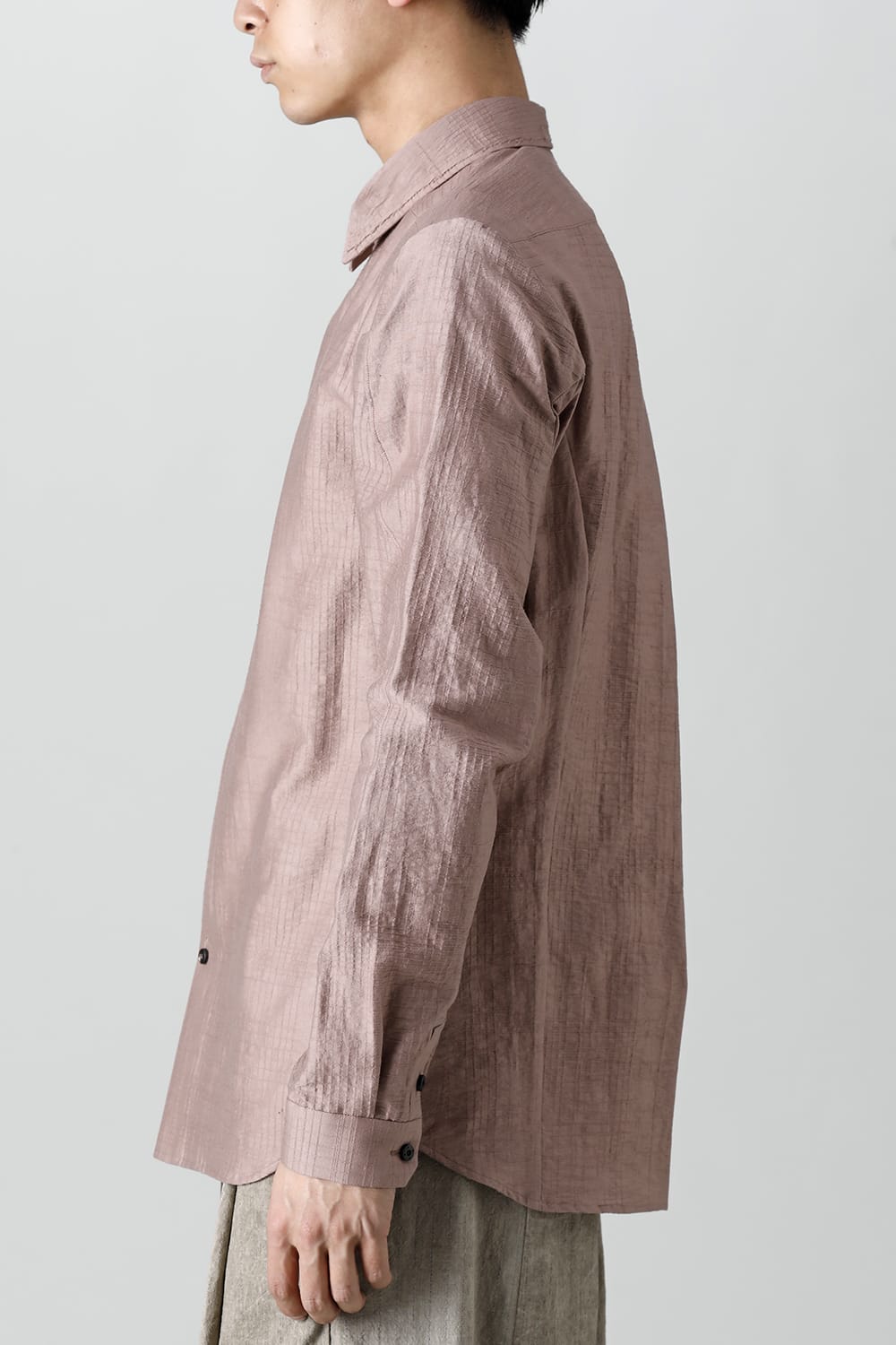 シャツ コットン/ナイロン シャドウジャカード  ピンクグレー