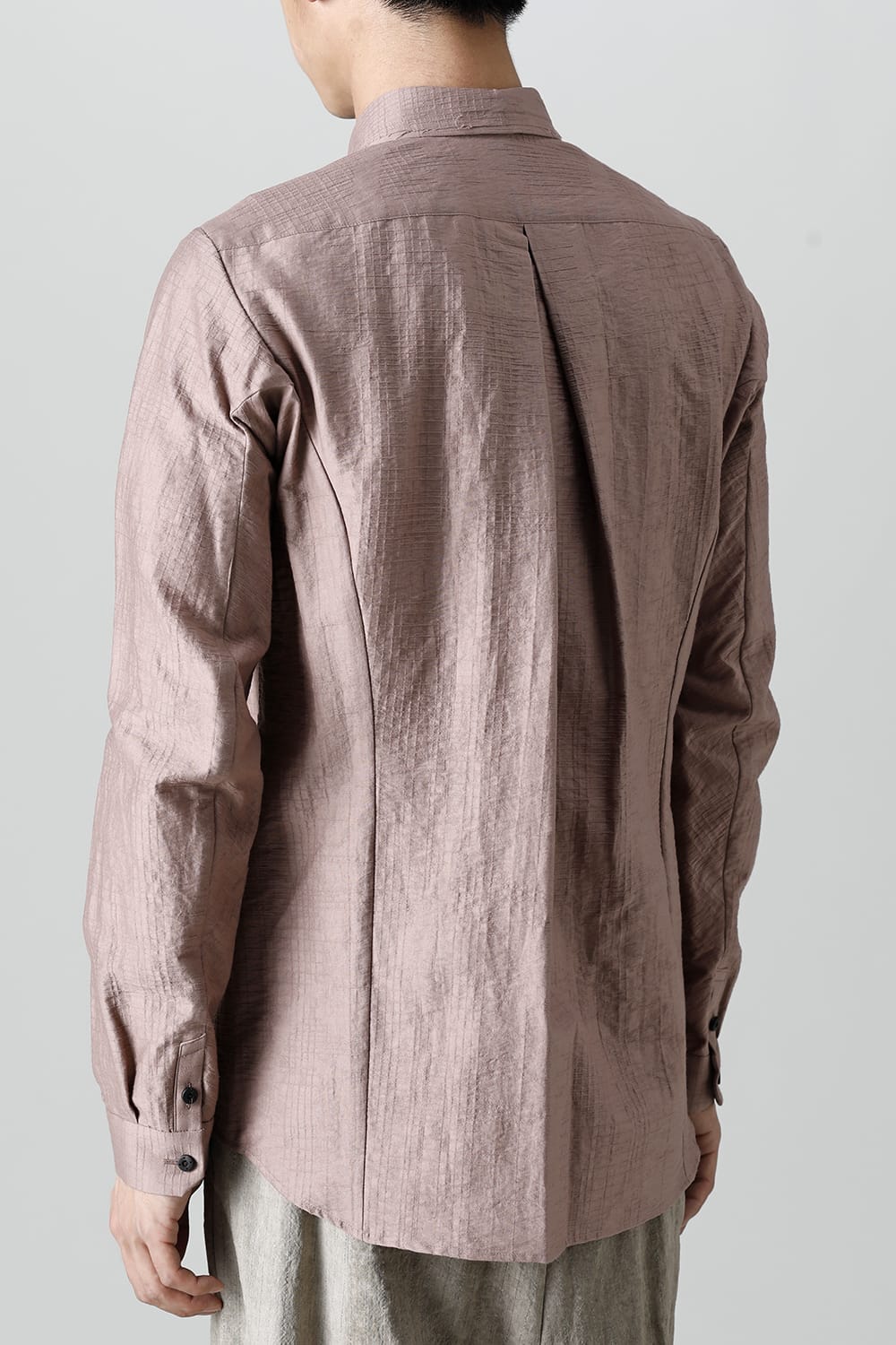 シャツ コットン/ナイロン シャドウジャカード  ピンクグレー