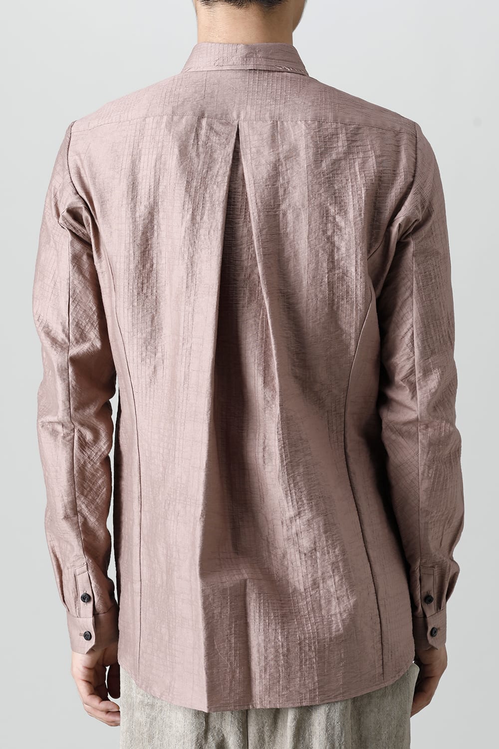 シャツ コットン/ナイロン シャドウジャカード  ピンクグレー