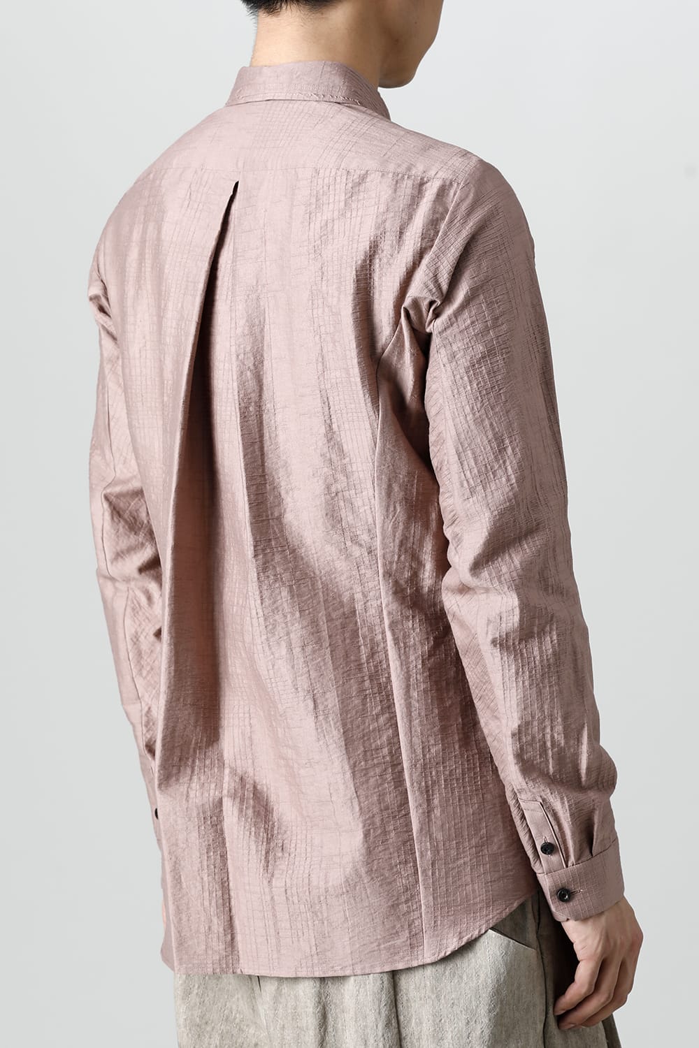 シャツ コットン/ナイロン シャドウジャカード  ピンクグレー