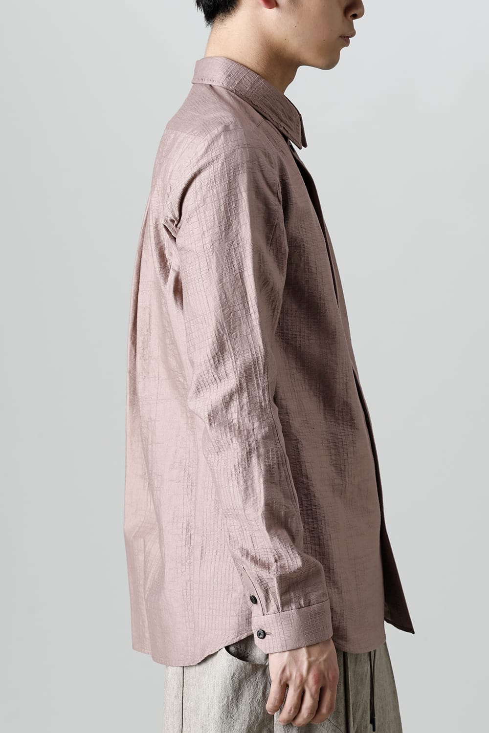シャツ コットン/ナイロン シャドウジャカード  ピンクグレー
