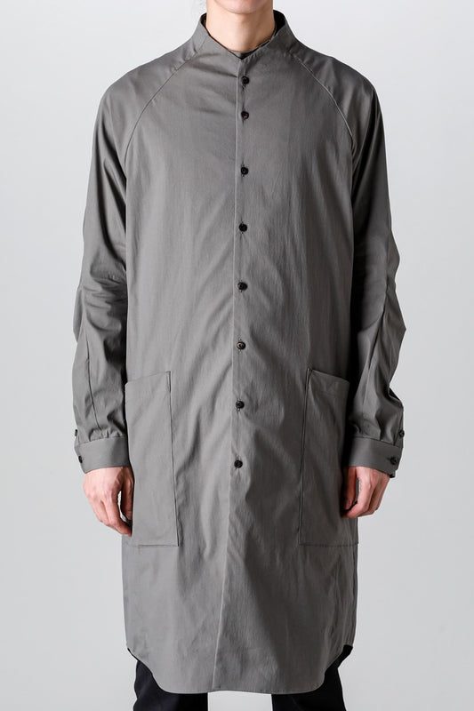ロングシャツ ストレッチ コットン "マッドグレー”