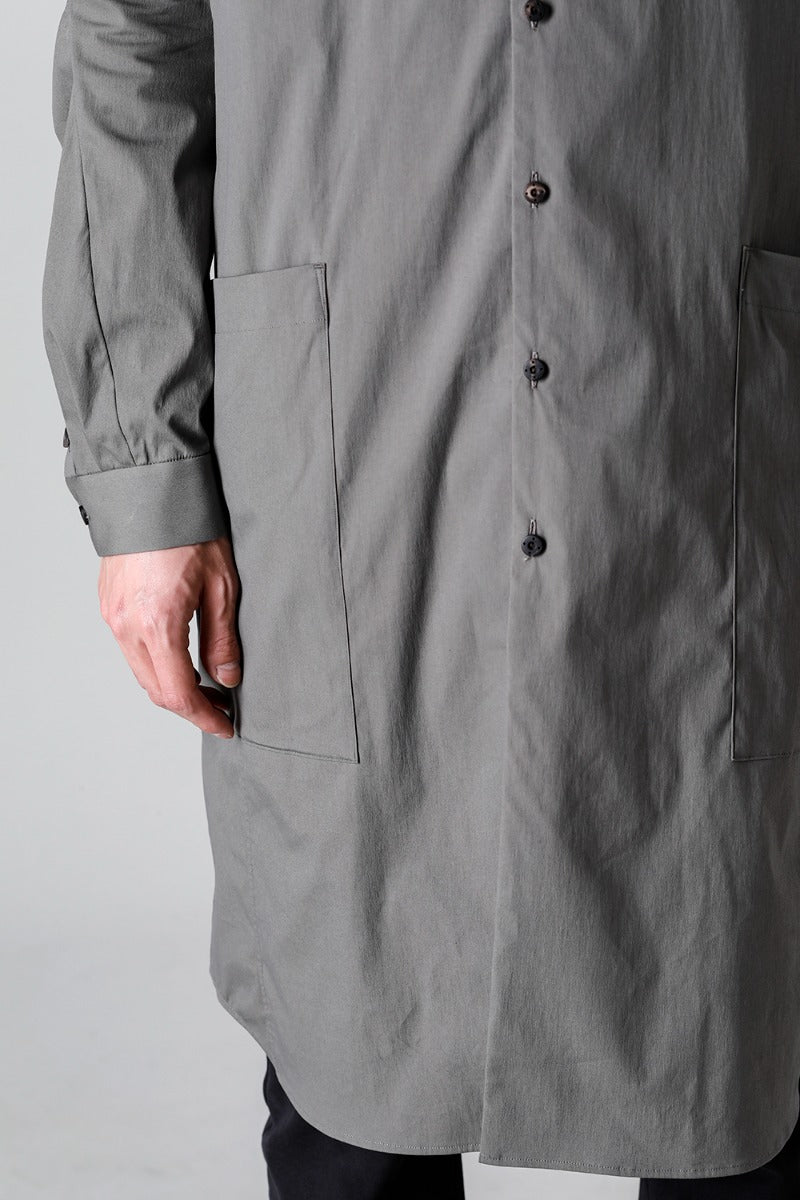 ロングシャツ ストレッチ コットン "マッドグレー”