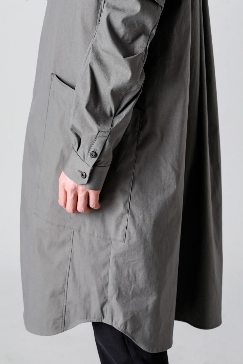 ロングシャツ ストレッチ コットン "マッドグレー”