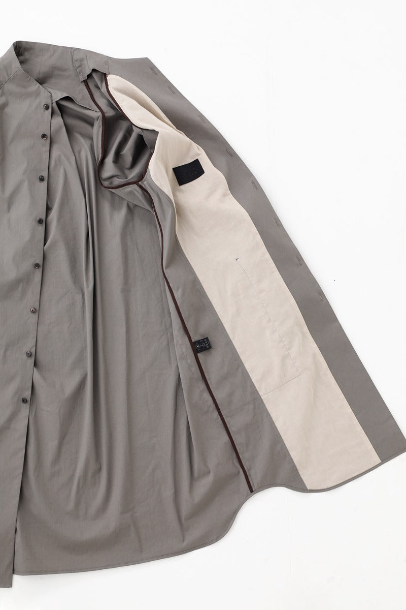 ロングシャツ ストレッチ コットン "マッドグレー”