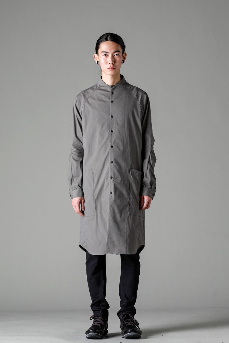 ロングシャツ ストレッチ コットン "マッドグレー”